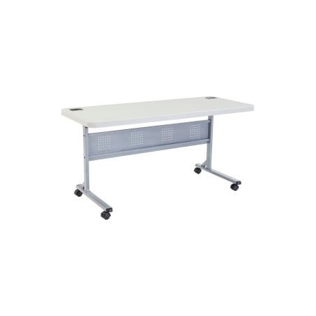 National Public Seating Interion® 60" x 24" Blow Molded Foldable Training Table - White INT-BPFT-2460
